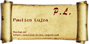 Paulics Lujza névjegykártya